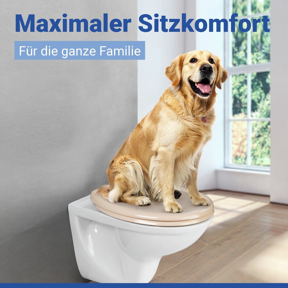 WENKO Ottana Toiletbril Beige - Duroplast - Easy-Close - Fix-Clip