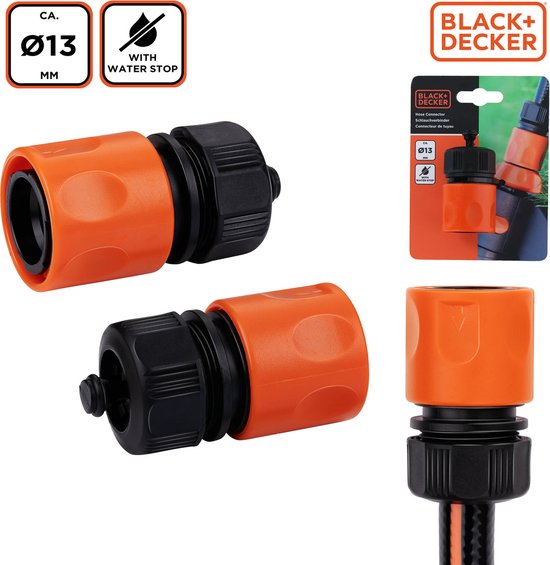 BLACK+DECKER Kraanaansluiting 1/2'' - ⌀ 13 MM - Koppelstuk - Kunststof - Zwart