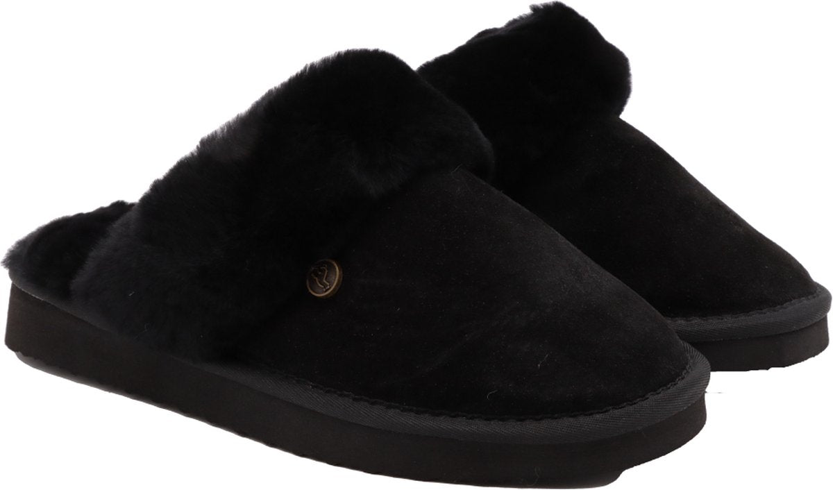 Alpacas Pantoffels Dames - Suède met Schapenwol Voering - Zwart - Maat 43 - 28 cm