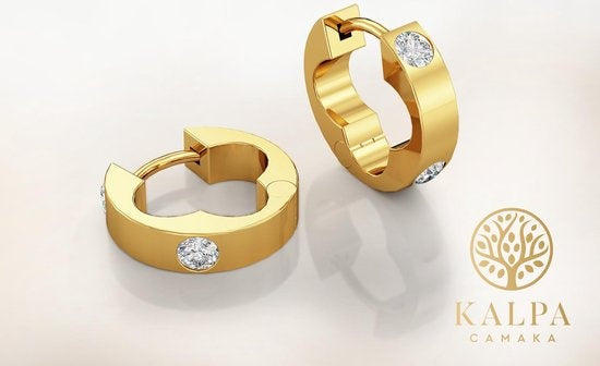 Yolora Dames Oorbellen met Kalpa Camaka Kristallen - Goudkleurig - 18K Geelgoud Verguld - Vrouwen Oorringen Goud - Sieraden - Luxe Giftbox - Geschenkdoos - Cadeau doos - Exclusieve Geschenkverpakking - Mooie Cadeauverpakking