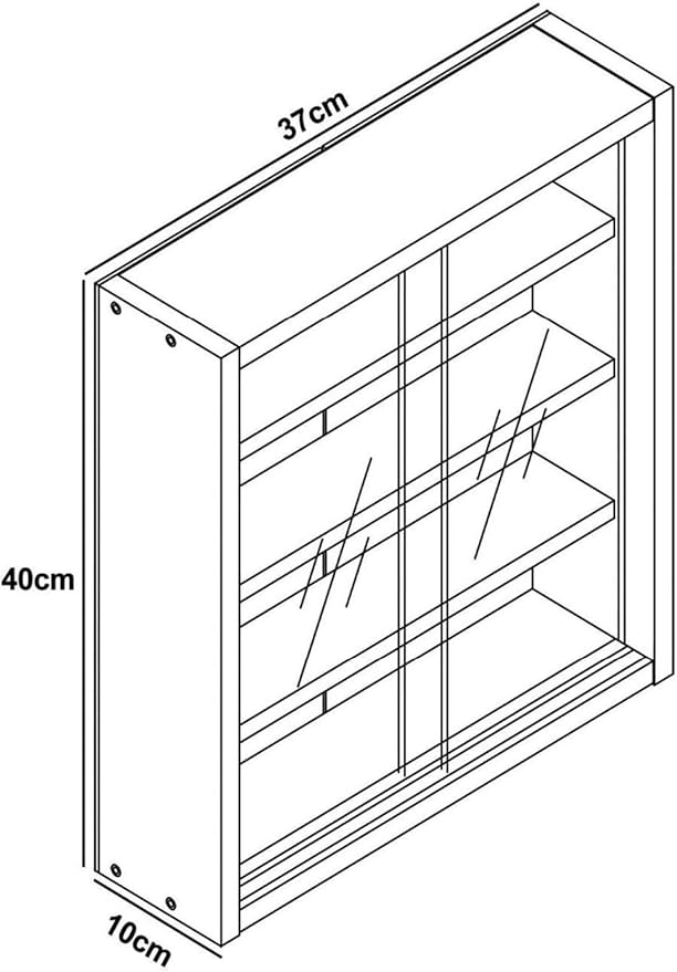 VCM Agisa S Hangende Vitrinekast – Wandkast met Gehard Glas, 3 Verstelbare Planken, Modern en Ruimtebesparend – Wit – 40x37x10 cm