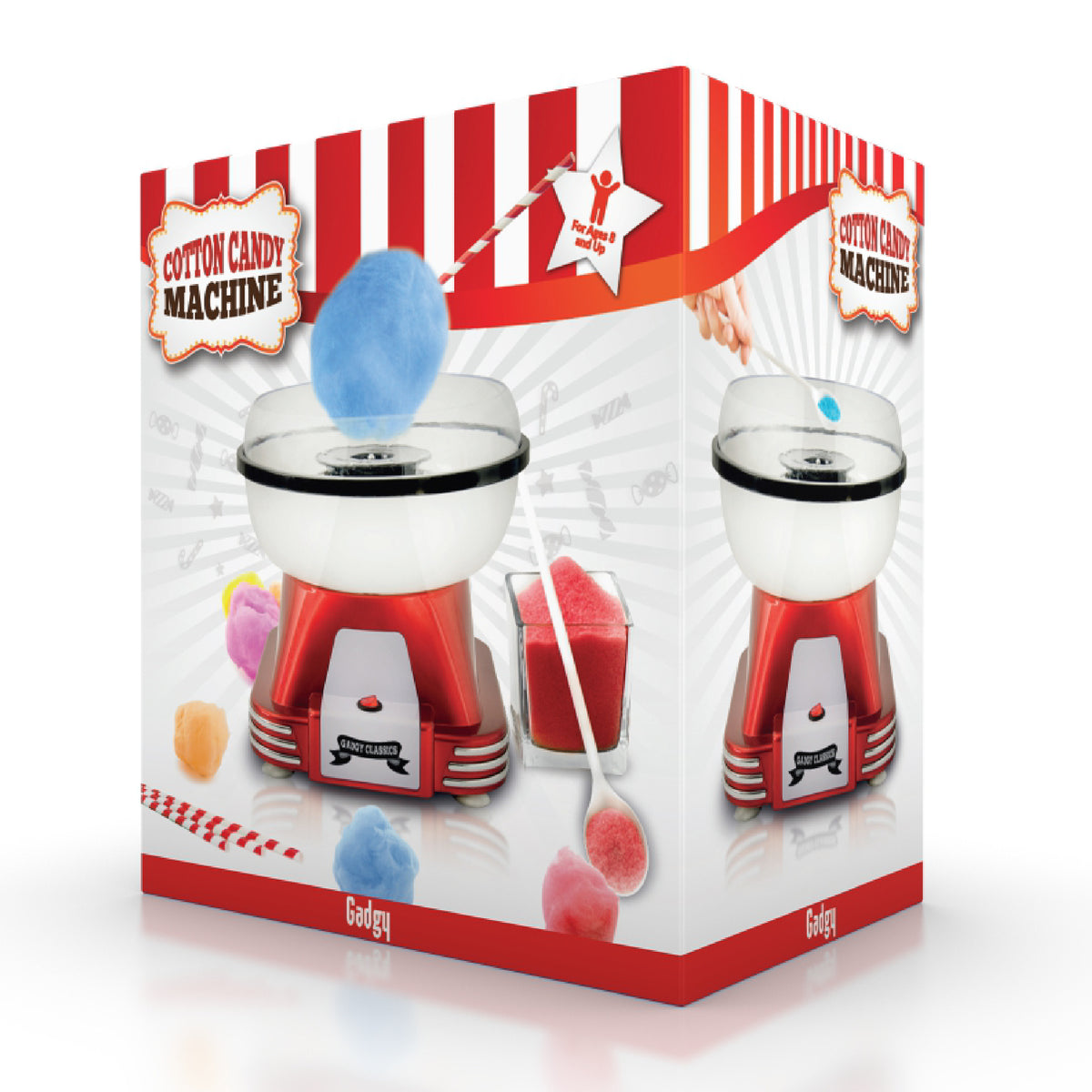 Gadgy Suikerspinmachine Retro, met 10 Stokjes en Maatlepel - Suikerspinmakers - Snoep - Kinderfeestje - Suikerspin Suiker - Cotton Candy - Suikerspinmachines