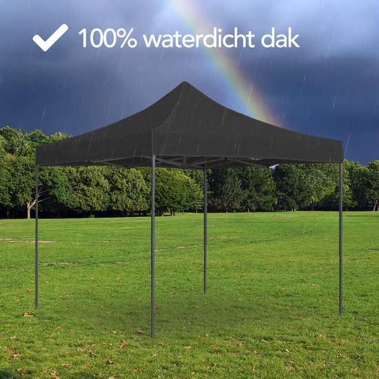 Brixy Partytent - Opvouwbaar - Easy Up - 3x3m - Waterdicht - Paviljoen - Incl. Draagtas - Zwart