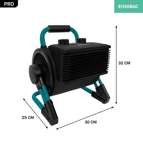 VONROC PRO Elektrische kachel - ventilatorkachel - werkplaatskachel - 1350W/2000W - keramisch - 3 standen - thermostaat - 900 kantelbaar - 20m2