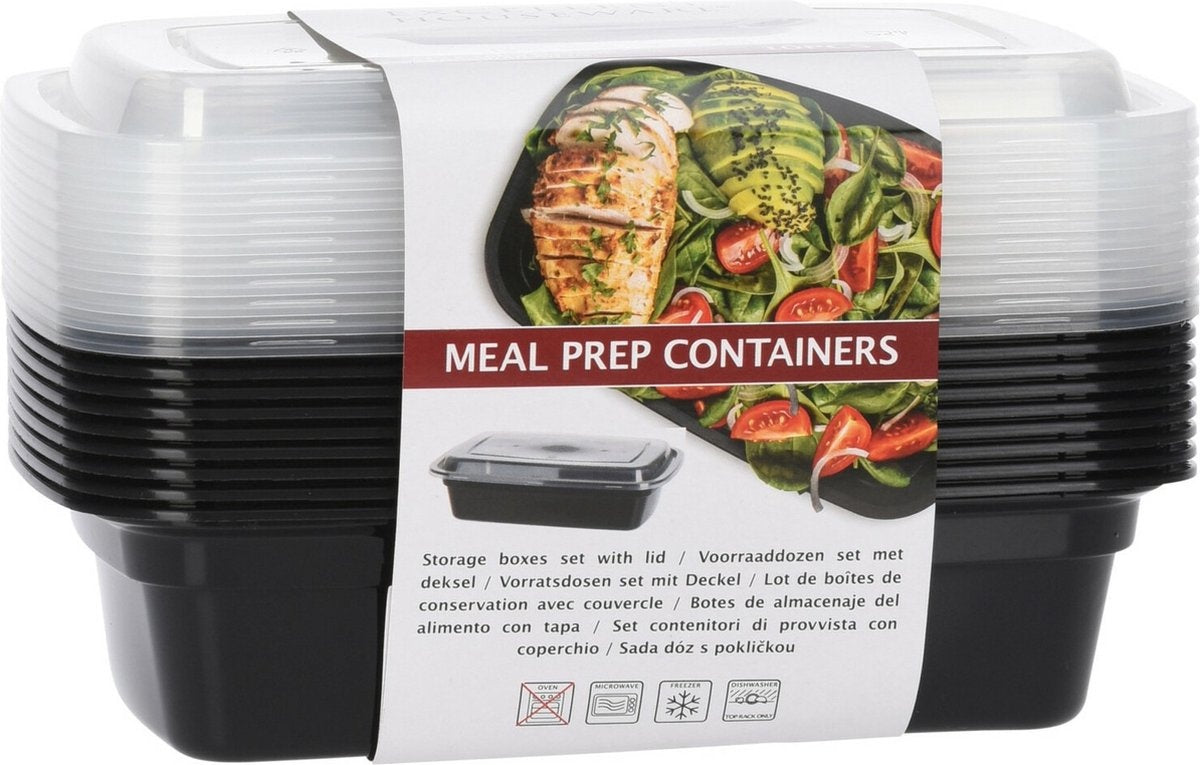 Meal Prep Bakjes - 10 stuks - 1 Compartiment - Vershoudbakjes - Magnetron Bakjes - 1200ML -BPA Vrij