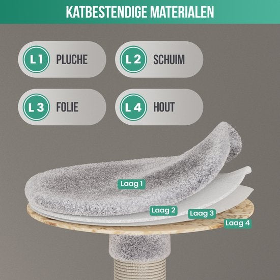Avalo Krabpaal Voor Katten Met 7 Niveaus - 137x49x49 CM - Lichtgrijs - Krabpaal Voor Grote Katten