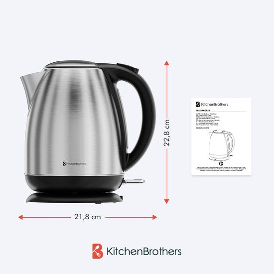 KitchenBrothers Waterkoker - Elektrisch - 1,7L - Met Kalkfilter - RVS