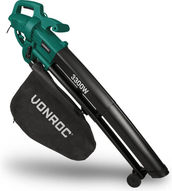 VONROC Bladblazer – Zuigen & Versnipperen – 3300 W – Incl. 40 liter Opvangzak – Zwart