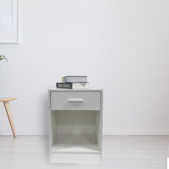 VDD - Nachtkastje halkastje met lade en open - Opbergvak - 60 cm hoog - Wit