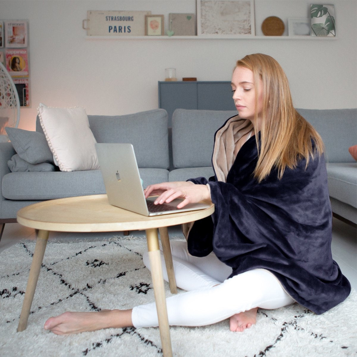 Auronic Elektrische Warmtedeken - Bovendeken - 2 Persoons - 3 Warmtestanden - Met Timer - 200 x 180 cm - Blauw
