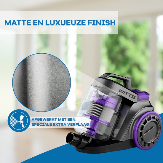 Witts Luxe Stofzuiger - Stofzuiger zonder Zak - 1200W / 30 kPa - Zwart