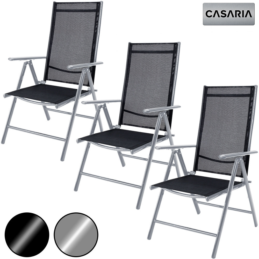 Casaria Aluminium Tuinstoelen - 3 stuks - Inklapbaar - Zilver