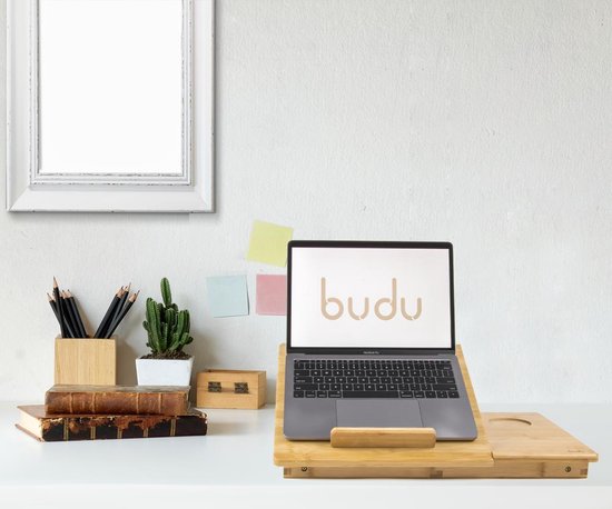 Budu Laptoptafel - Bedtafel - Banktafel - Laptoptafel verstelbaar - Laptoptafeltje Bamboe hout - Laptopstandaard - Ontbijttafel - Ontbijt op bed