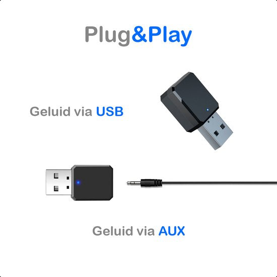 Tech Essentials Auto/Speaker Bluetooth Ontvanger - USB/AUX - Bluetooth 5.1 | Receiver - Transmitter - Audio - Microfoon