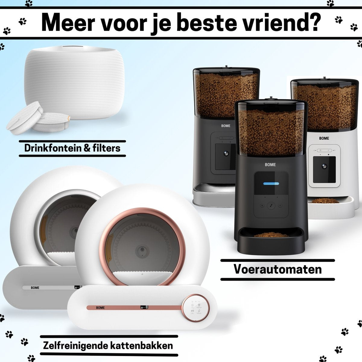 BOME Drinkfontein voor Katten en Honden - 2.5 Liter - Automatische Spoeling - Inclusief 2 Filters