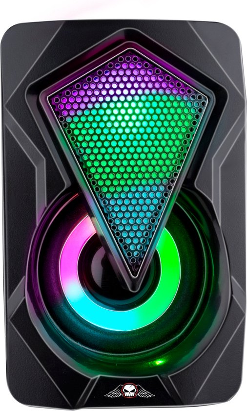 No Fear Speakerset - 2 Stuks - Lichtgevend - USB-aanlsuiting - Bluetooth/ Aux - Zwart