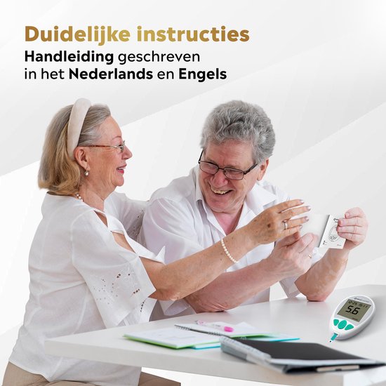 MostEssential Premium Glucosemeter Startpakket - Bloedsuikermeter - Bloedglucosemeter - Diabetes Meter - Alles in één set - Inclusief Opbergtas, Prikpen, 10 Teststrips & 10 Lancetten