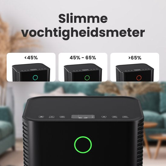 Auronic Luchtontvochtiger - Compact Serie - 12L per dag - Was-droog functie - Slaapkamer, Badkamer en Woonkamer - Vochtvreter voor in Huis - Zwart
