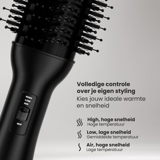 Auronic 4-in-1 Föhnborstel - Airstyler - Kammen - Stijlen - Krullen - Föhnen - 37 mm Krulborstel - 360 Graden Airflow - Zwart/Zwart