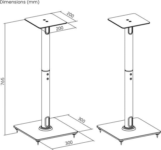VDD Gaming Speaker Standaard - Universele Speaker Standaard - Vloerstandaard - Luidspreker Standaard - set van 2 stuks - 76.5 cm hoog - 25 kg belastbaar