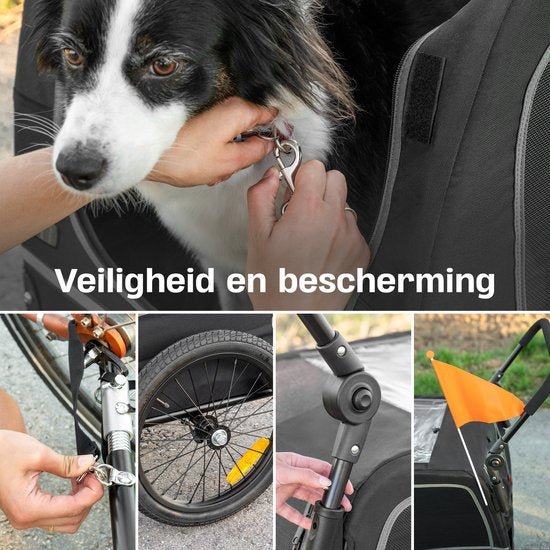 TrevoPet - Hondenfietskar - Hondenkar - Hondenfietskar Opvouwbaar - Hondenfietskar voor Kleine en Grote honden (max. 30kg) - Honden Fietskar - 2-in-1 Hondenfietskar voor Fiets naar Hondenbuggy - Hondenwagen - Geschikt voor E-Bikes en Normale Fietsen