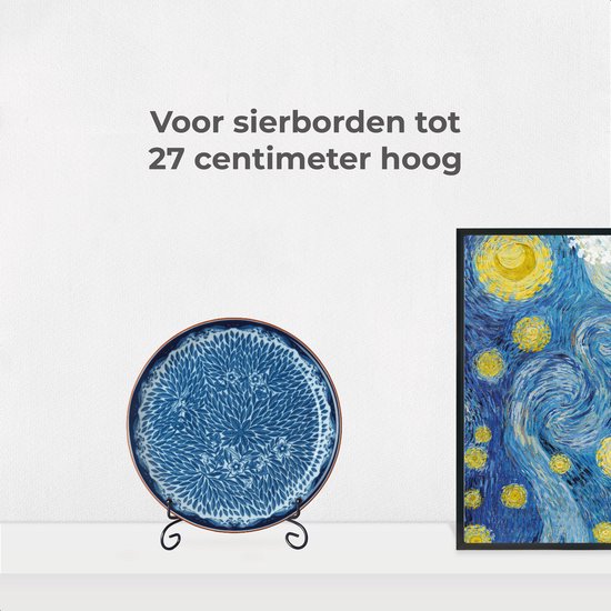Bordenstandaard - Zwart - Borden tot 27cm hoog - Elegant design - Bordenrek - Borden display standaard - Bordenhouder - Voor sierborden - Bordenhanger