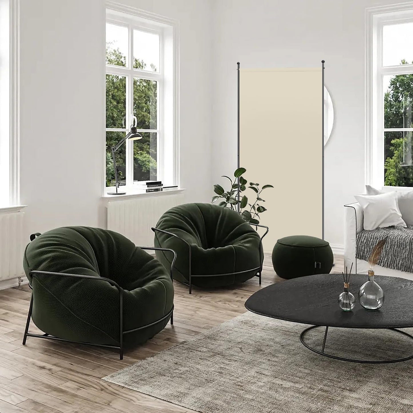 Angel Living Paravent - 1-delig - 80x180 cm - Opvouwbaar - Staal & 160 g/m² Polyester - Ruimteverdeler & Inkijkbescherming - Beige
