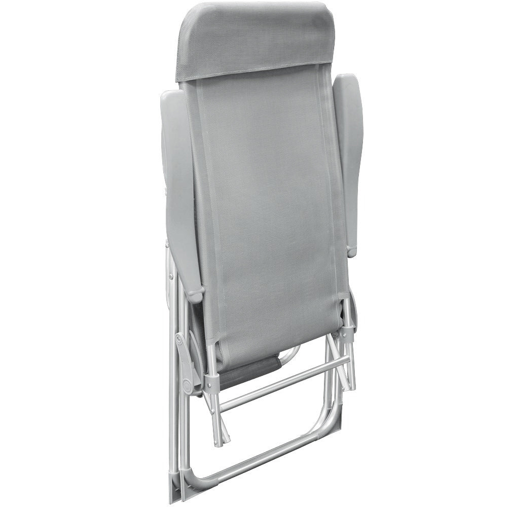 Casaria - Aluminium Tuinstoel 2 Stuks - 7-voudig Verstelbaar - Grijs