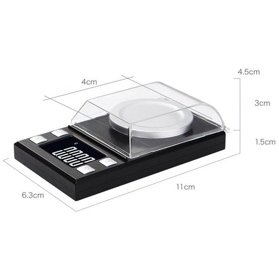 Trendfield Precisie Weegschaal 0,001 gram Incl. Batterijen - Digitale Keukenweegschaal - Medicijnen, Kruiden, Juwelen - Zwart