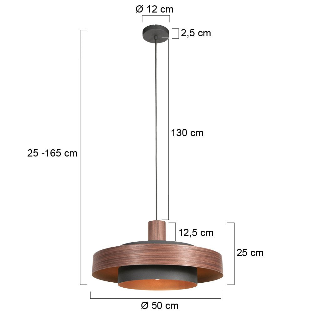 Anne Lighting - hanglamp - Flinter - bruin - metaal - Ø 50cm - E27 - 3329E