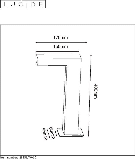 Lucide TEXAS - Sokkellamp - LED - 1x8W 3000K - IP54 - Antraciet