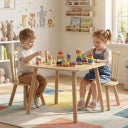 Coast Kindertafel met 2 Stoelen - Naturel - 60 x 60 x 43,5 cm