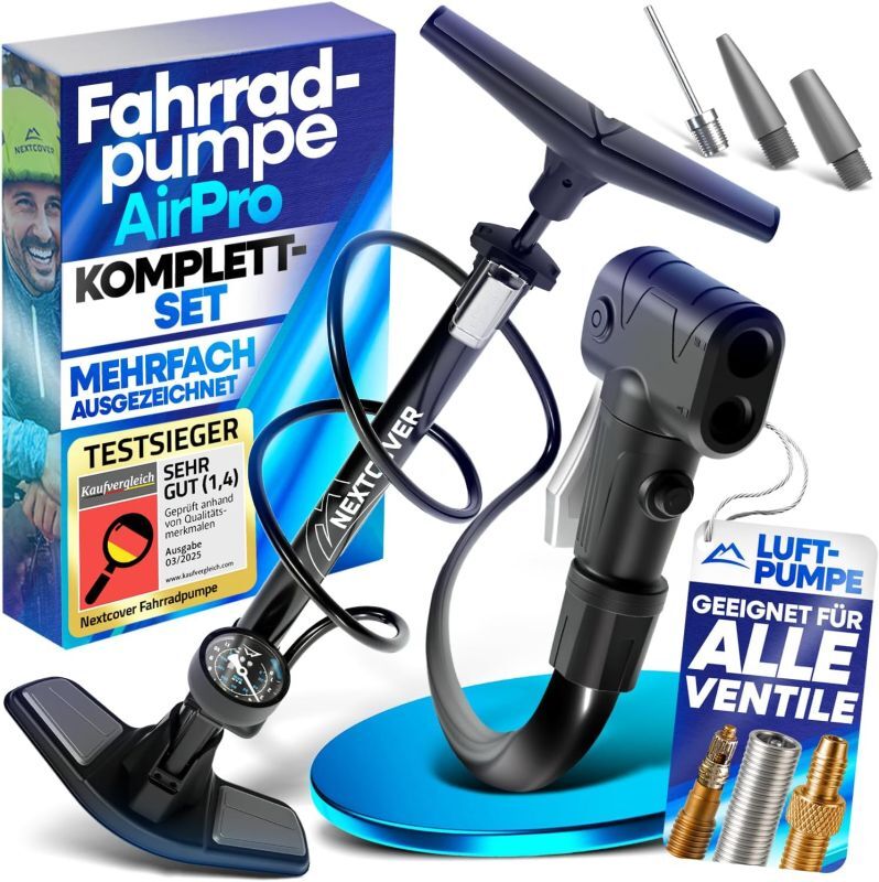 NEXTCOVER® fietspomp Alle ventielen - Airflow-technologie - Pomp voor autoventiel - manometer - Luchtpomp fiets