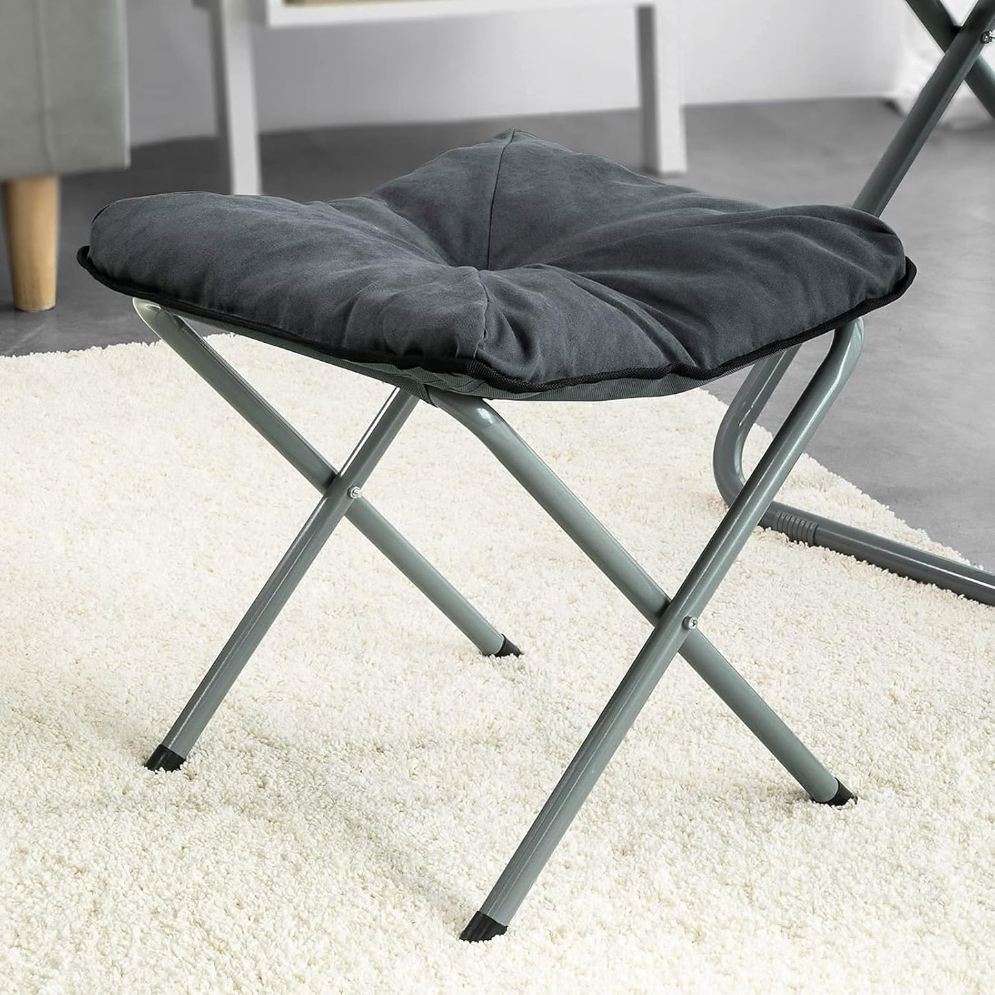 SoBuy Campingstoel met voetensteun - Inklapbaar - Comfortabel - Max. 150 kg - Grijs