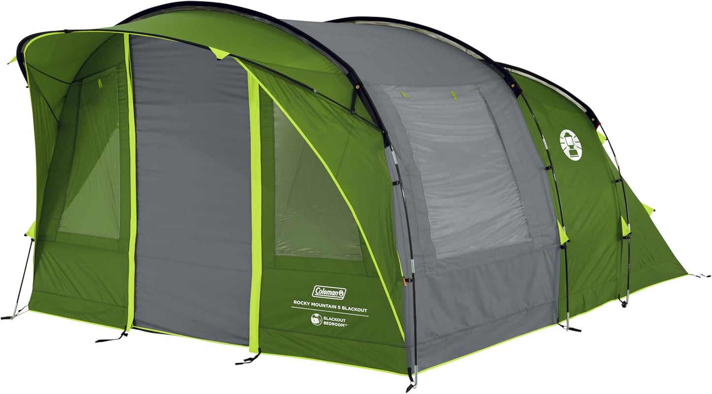 Coleman Rocky Mountain 5 Blackout familietent - 480x310x195 cm - groen/grijs – tunneltent voor 5 personen