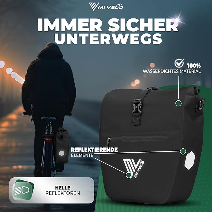MIVELO Fietstas – Waterdicht & Incl. Laptopvak & Schouderband – 20 liter – Zwart