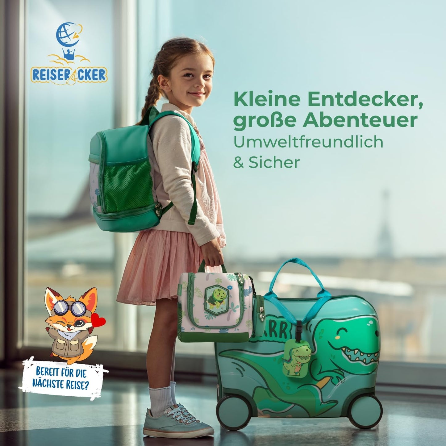 REISERACKER Toilettas voor Kinderen - 21 x 9 x 18 cm - groen