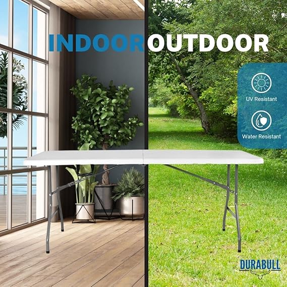 Durabull Plastic Vouwende Schraag Tafel - 1.8M Vouw in Half