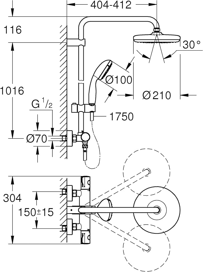 Grohe Tempesta Douchesysteem Hoofddouche 210