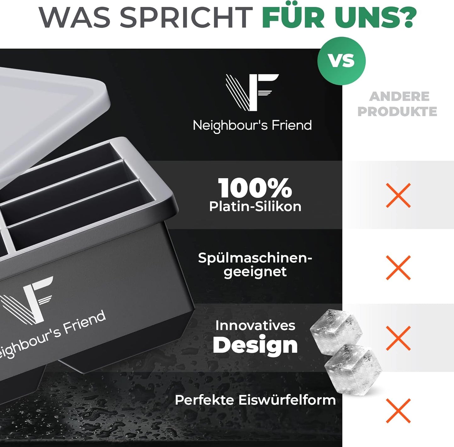 Grote ijsklontjesvorm 2-pack - XXL ijsblokjes Platinasiliconen voor ultiem genot - grote ijsblokjesvorm voor cocktails