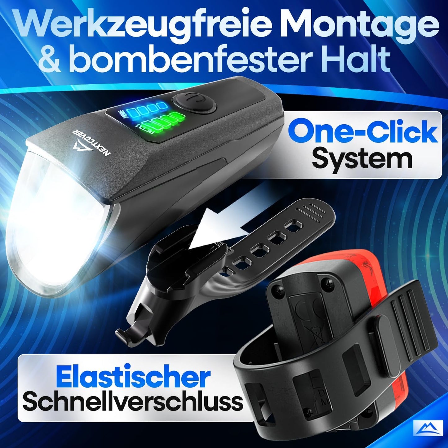 NEXTCOVER® fietsverlichtingsset - Met Sensor - 11 uur batterijduur - USB-oplaadbaar - waterdicht - StVZO-goedgekeurd