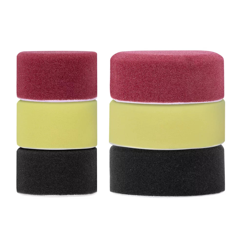 VONROC Polijstpads Set – 6-delig | Ø50 & 75 mm | Voor Grof Polijsten, Fijne Afwerking & Glans | Dual Action Polijstmachines