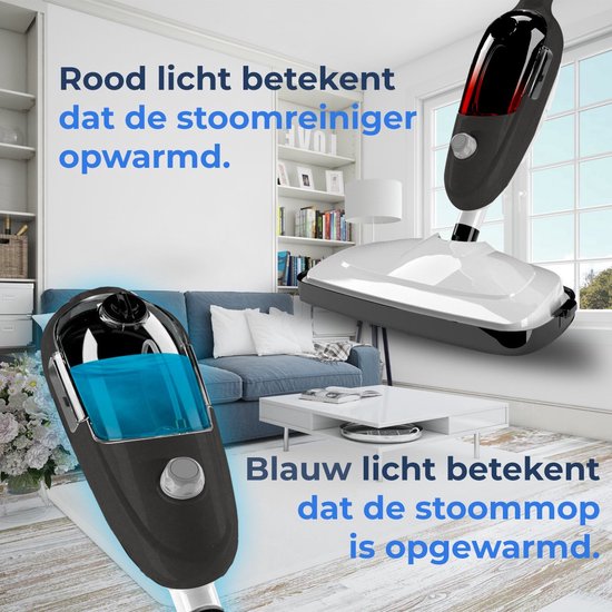 URGOODS Stoomreiniger – Incl. Opzetstukken & Microvezeldoeken – 1300 W – 20 x 45 x 180 cm – Zwart