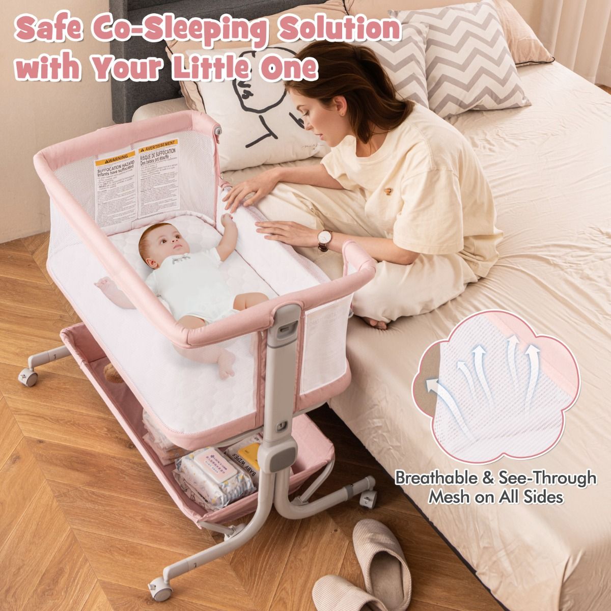 Coast 3-in-1 Babybed - verstelbare hoogte - opvouwbaar reisbed met matras - grijs