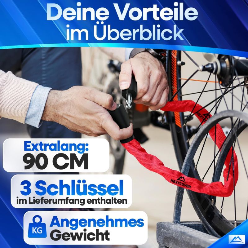 NEXTCOVER® Fietsslot LockOne met sleutel - hoge veiligheid - robuust & duurzaam - 3 sleutels