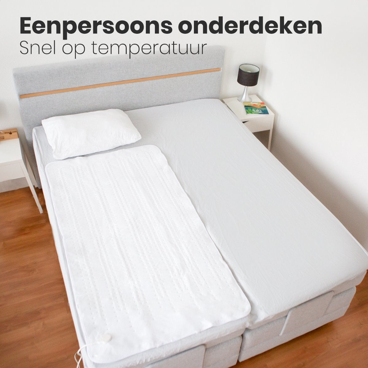 Auronic Elektrische Onderdeken - 1 Persoons - 150x80cm - met Hoekelastieken - Wit
