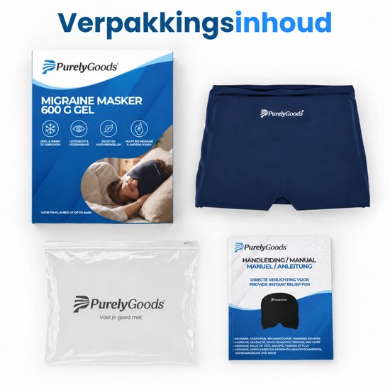 PurelyGoods® Migraine Masker 600 g - Coldpack met Diepvrieszak - Blauw
