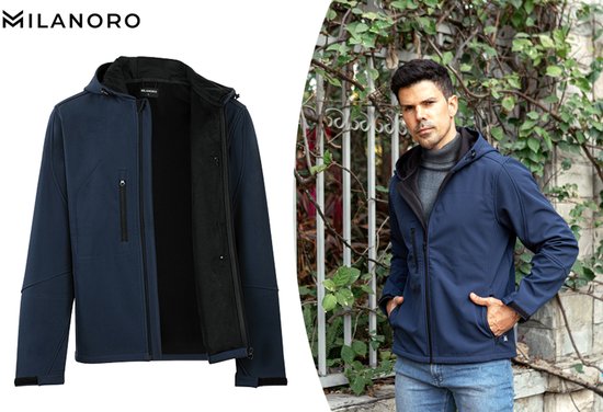 Milanoro - Wind- en waterdichte jasjes - Jas met kap - Navy - XXL