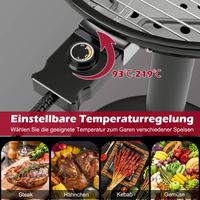 Northix Elektrische Barbecue 1600 W - Grilloppervlak van 1038 cm² - Met Warmhoudrooster en Antiaanbakrooster - 52 x 44 x 82 cm - Zwart