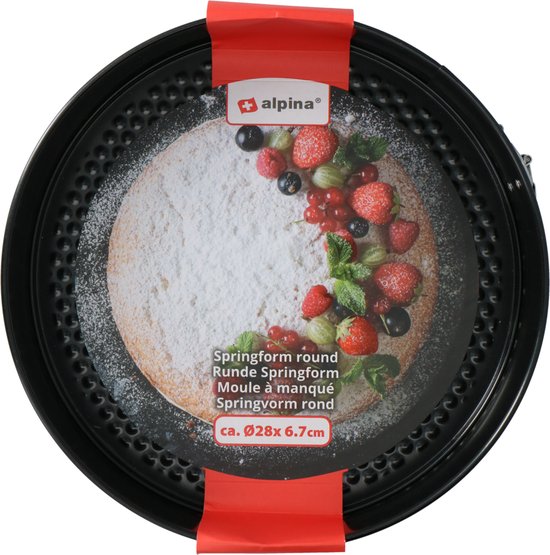 alpina Springvorm - Anti-Aanbaklaag - Metaal - Ø 28 x 6,7 CM - Zwart